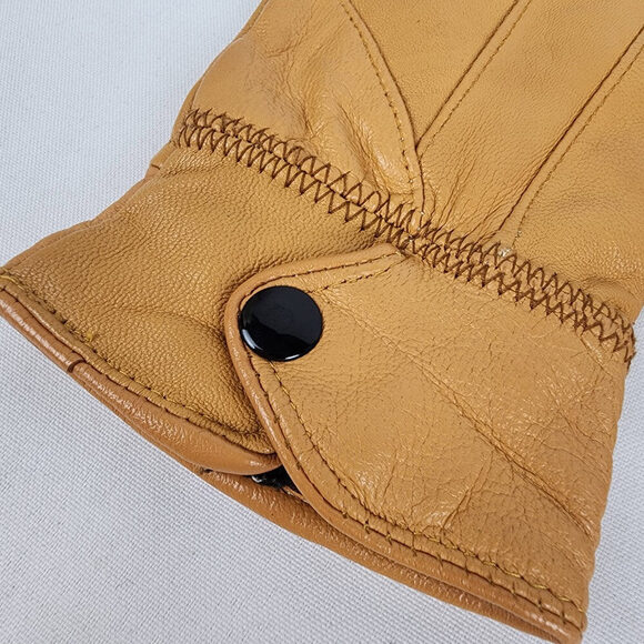 Yellow Leather Lined Gloves Size S - Picture 2 of 5